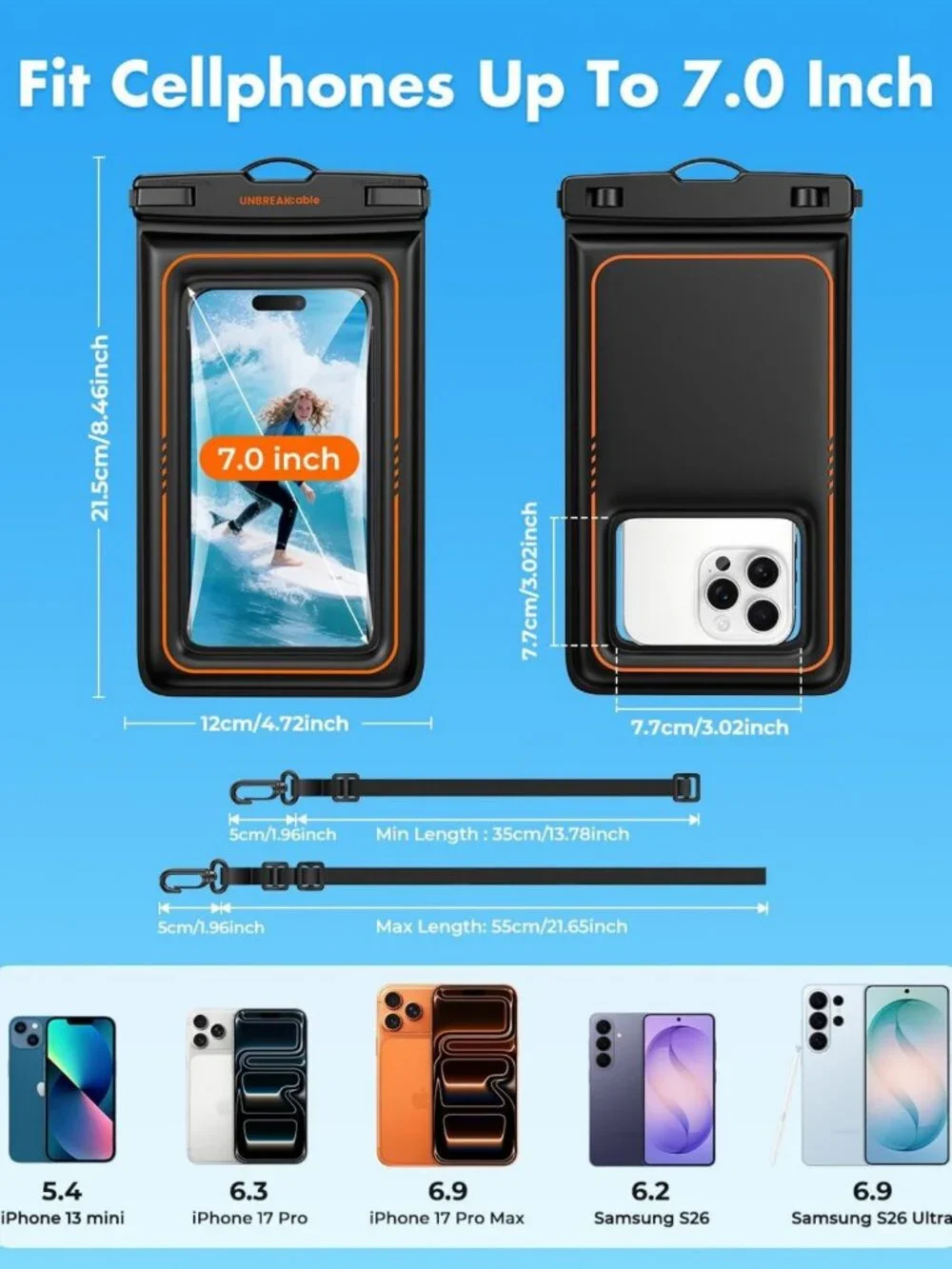 Waterproof Phone Pouch 2 Pack - Floating Case for Beach, Pool & Water Sports